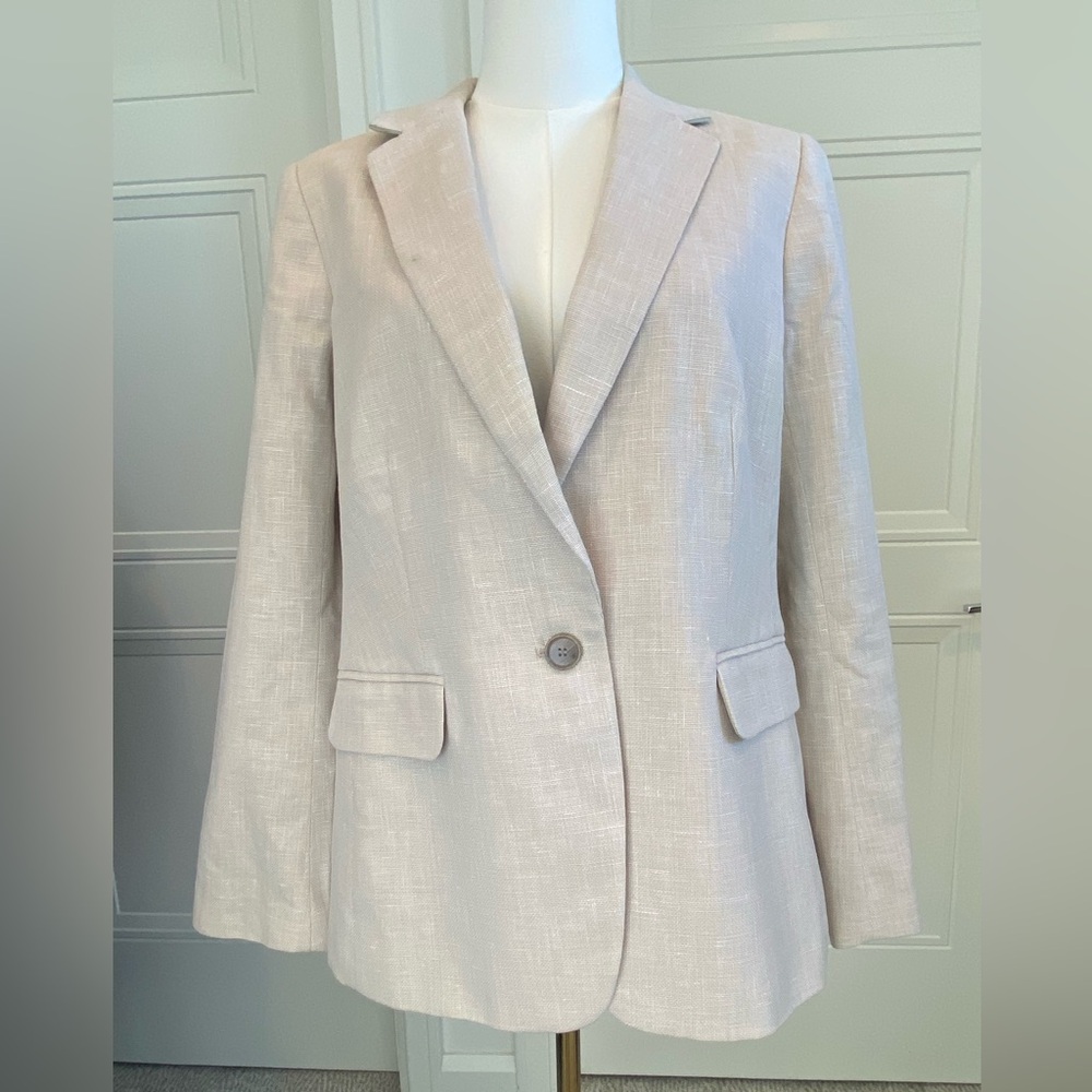 Ann Taylor Linen and Cotton Blend Beige Blazer 12P NWT